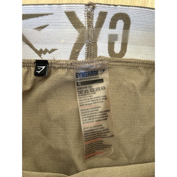 Gymshark Leggings Ankle Crop Olive Green Spell Out Elastic Waist XS - Picture 3 of 7